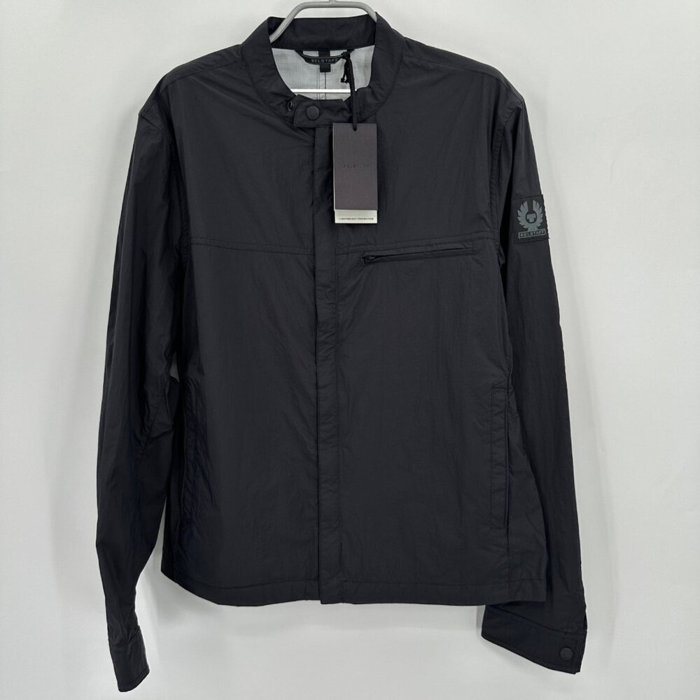 Belstaff Black Samford Blouson Full Zip Ripstop Jacket size 48 Men’s Biker Style